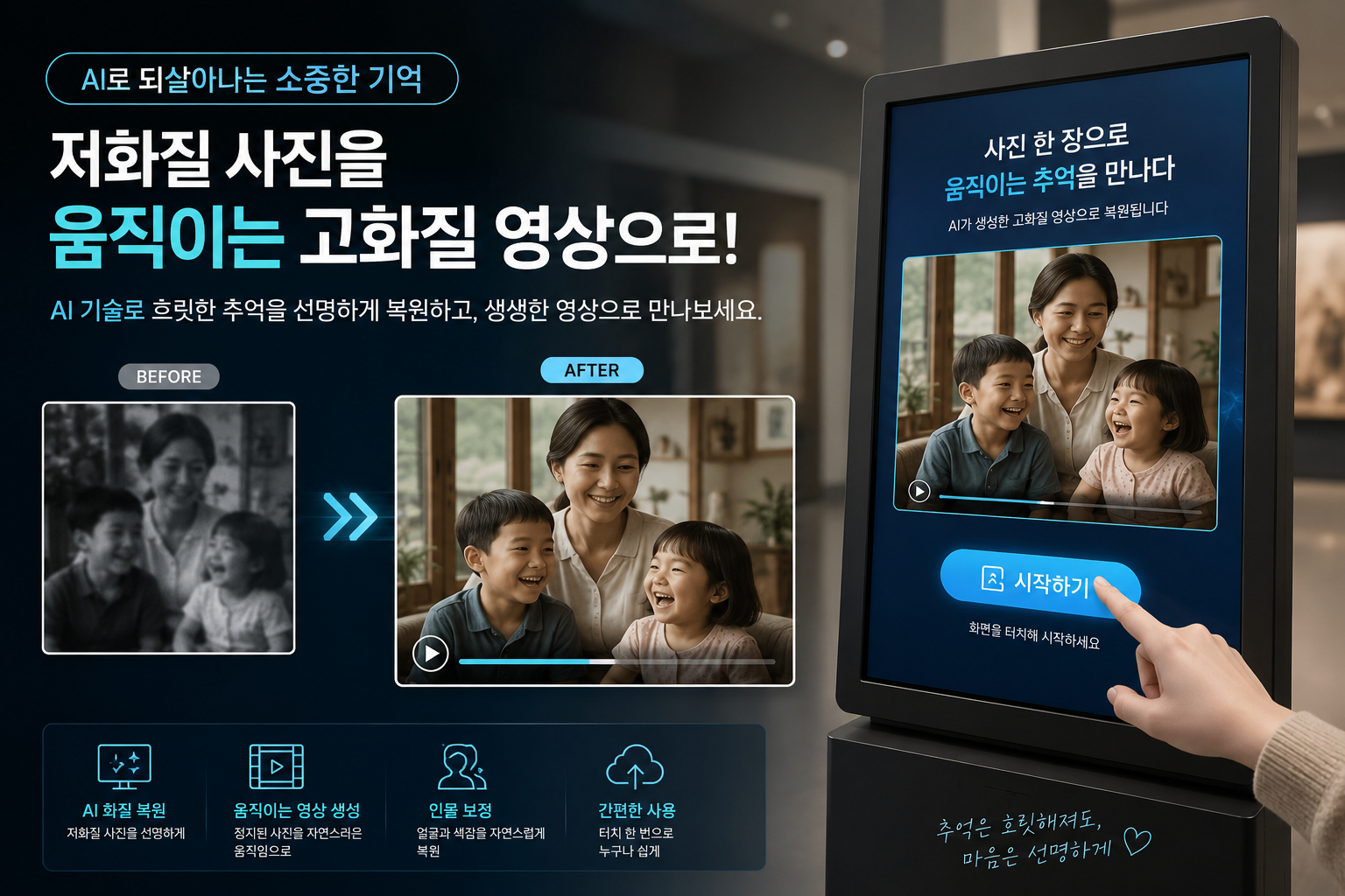 저화질 흑백사진 AI영상 키오스크